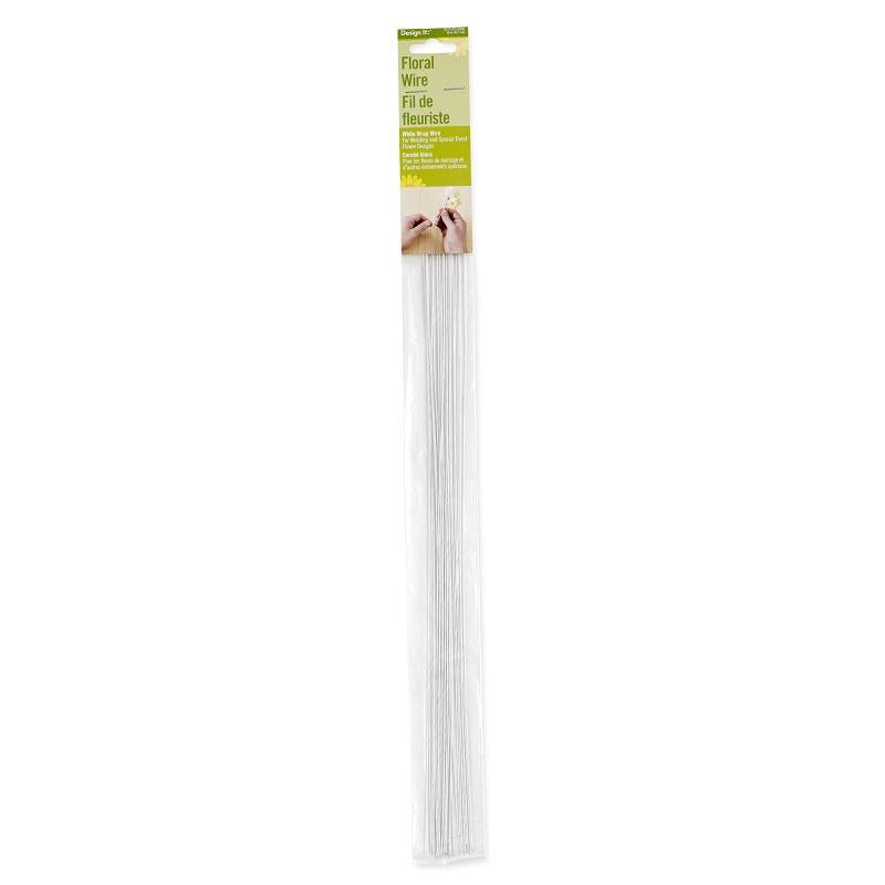Floral Stem Wire - White Wrapped - 26 Gauge 24pcs